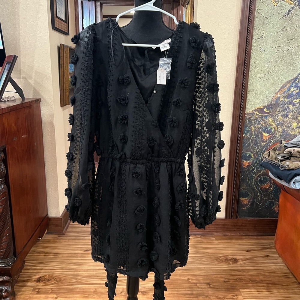 Flying Tomato Black Textured Romper NWT
